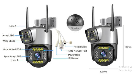 4g sim supported 2 lens indoor ptz camera - Image 2